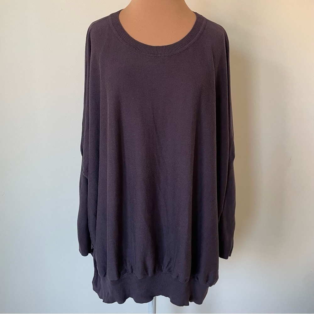 PLANET by Lauren G Pima Cotton Oversized Crewneck Knit Purple Sweater EUC OS